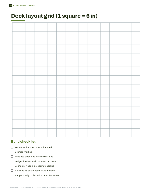 Preview of Printable Deck Layout Grid